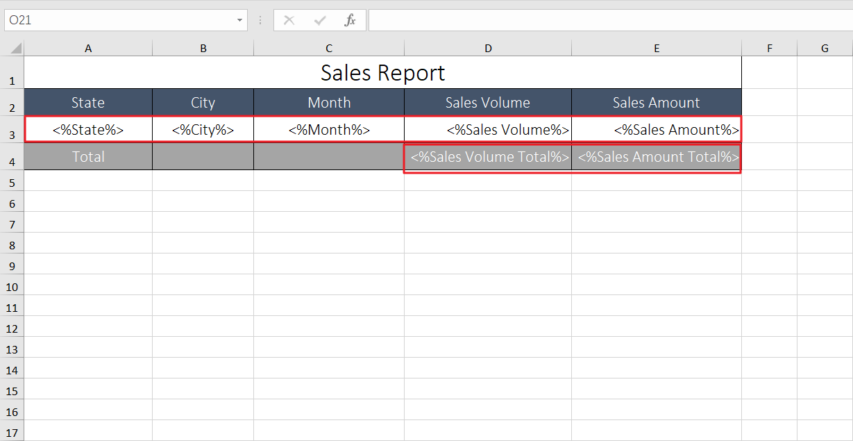 The modified template table