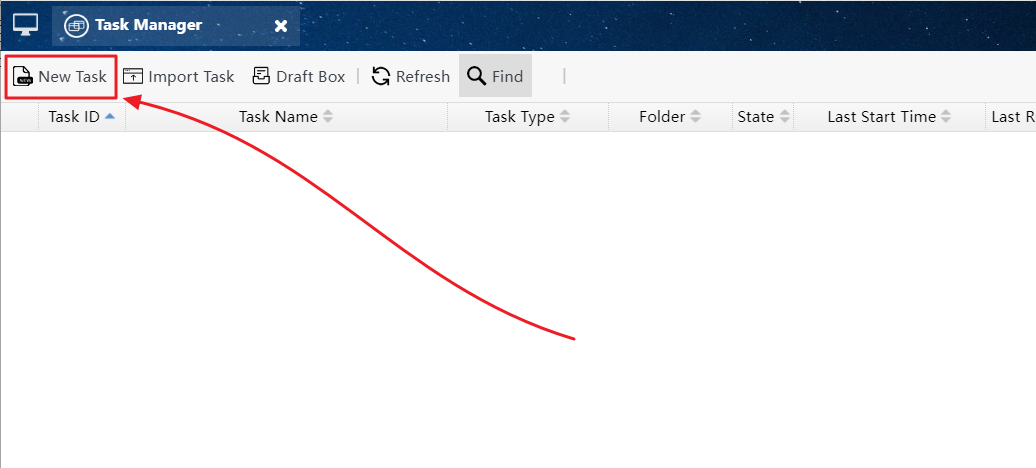 Click the "New Task" button to open the Task Editor
