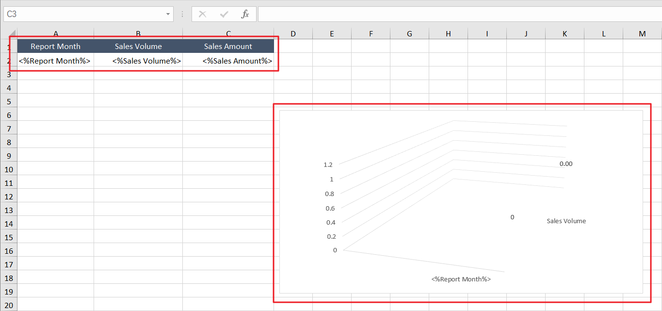 Design an Excel template file with charts