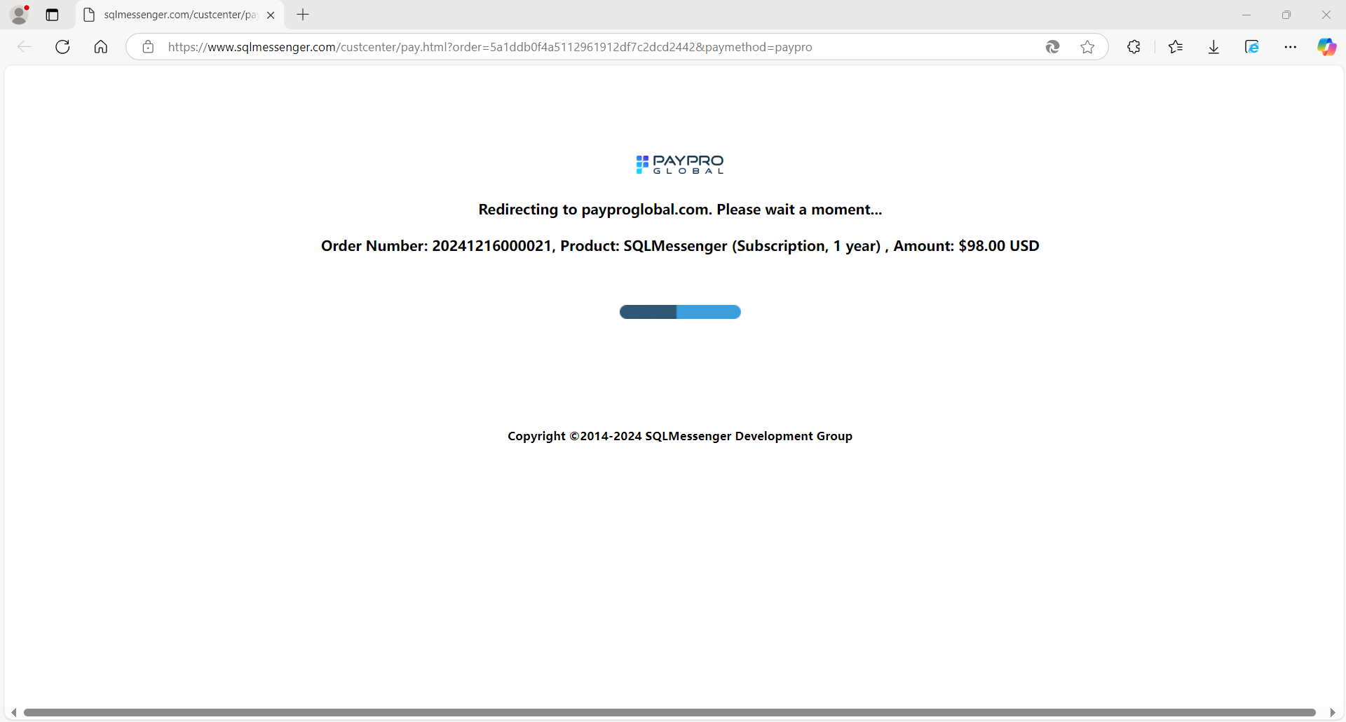 Complete Payment on paypalglobal.com
