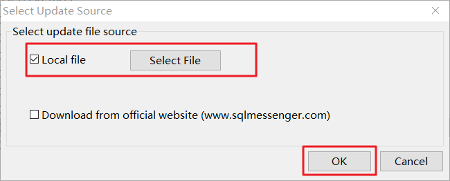 select the Local File option