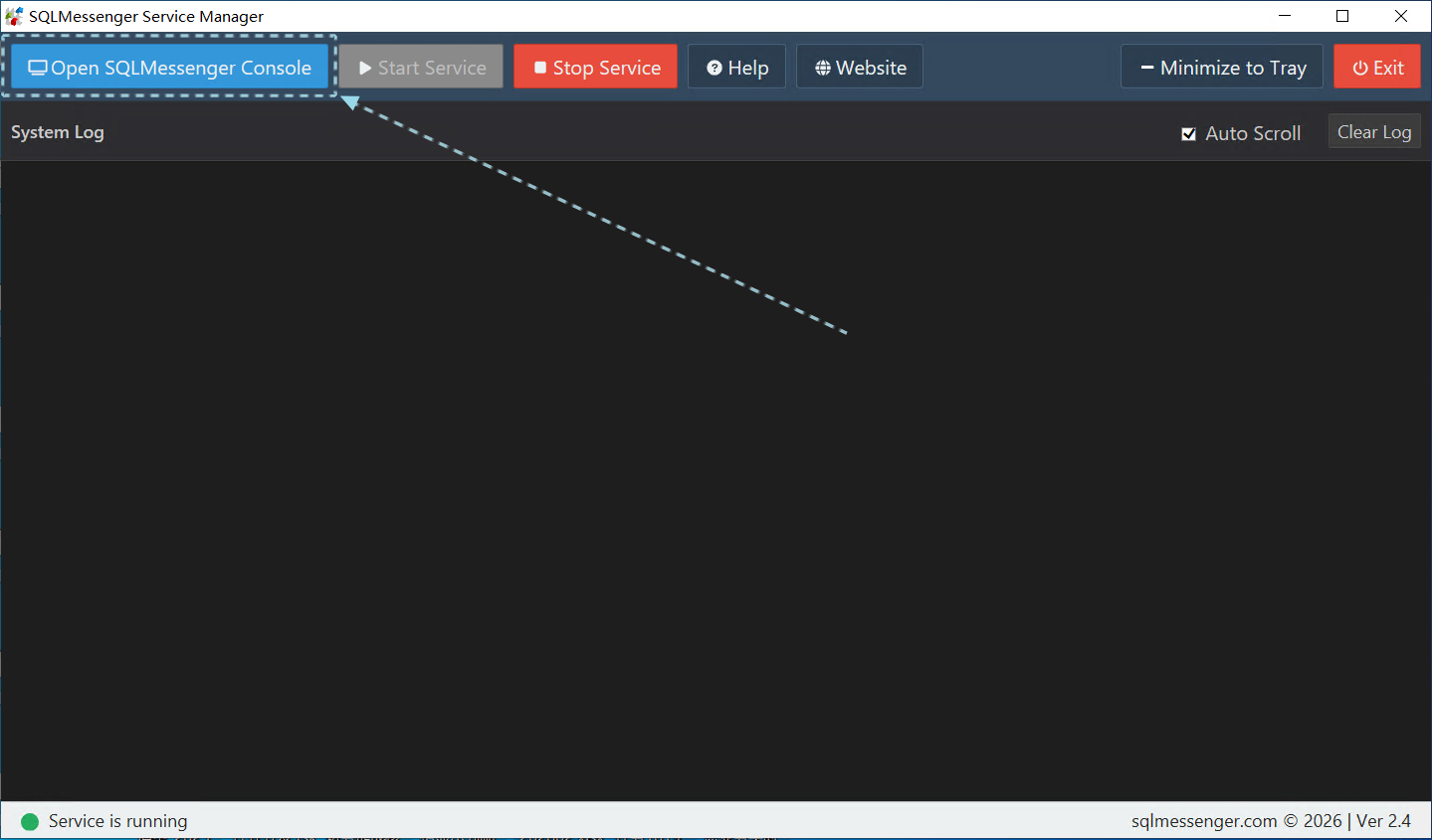 Open the SQLMessenger Console