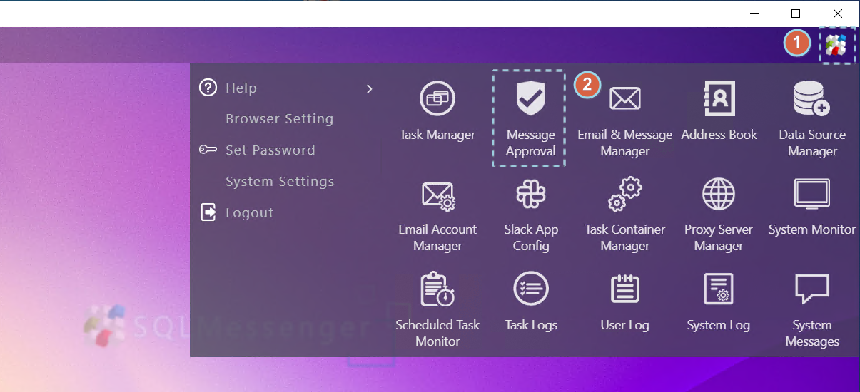 Click the Message Approval icon in the MainMenu