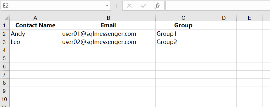 Excel spreadsheet to be imported