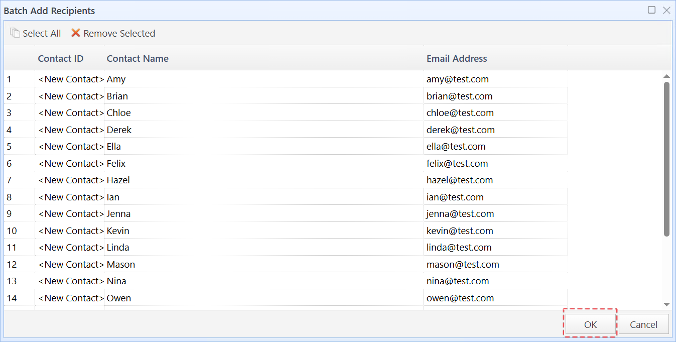 Check and confirm contact addresses for import