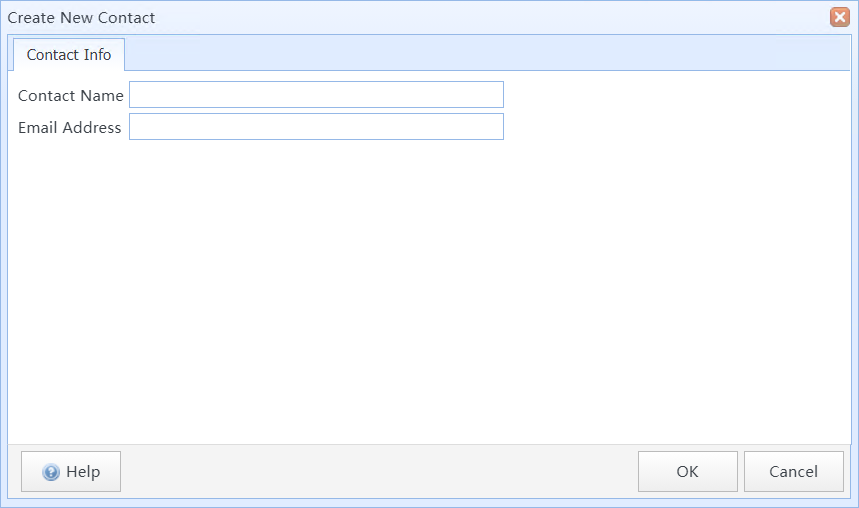 The Create New Contact dialog