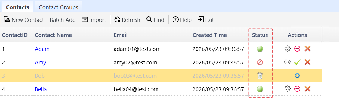 The contact status