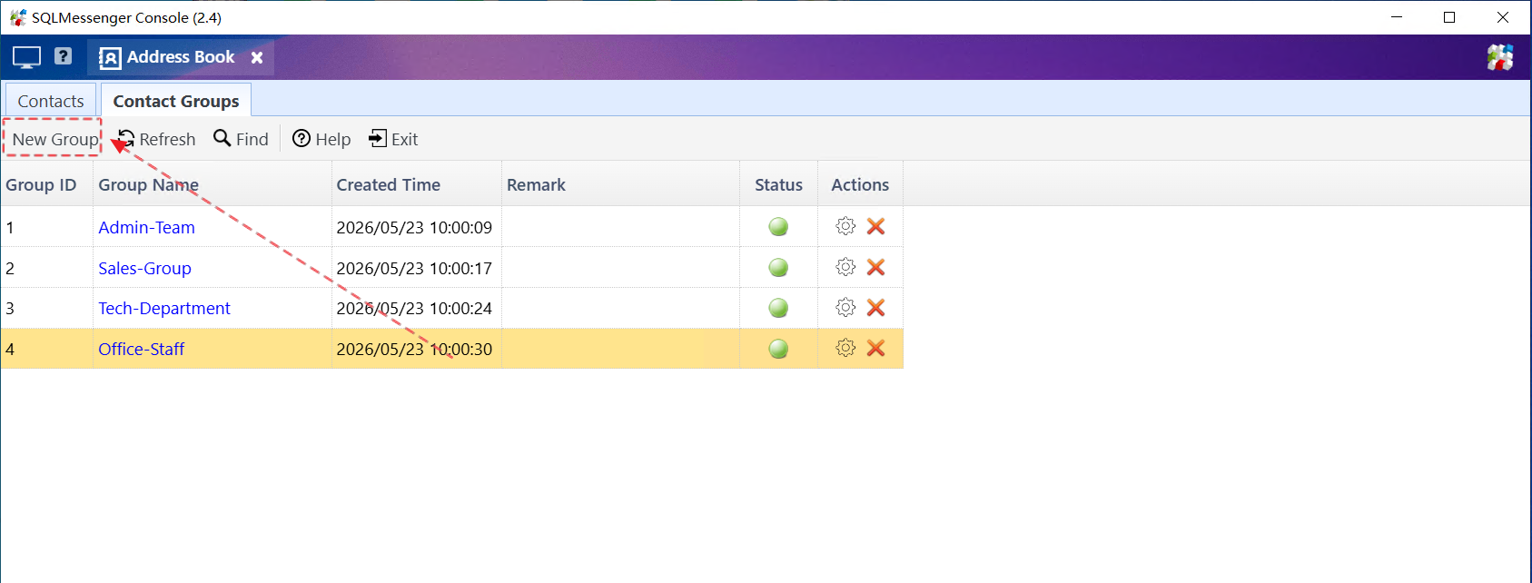 Click the New Group button to open the New Group dialog